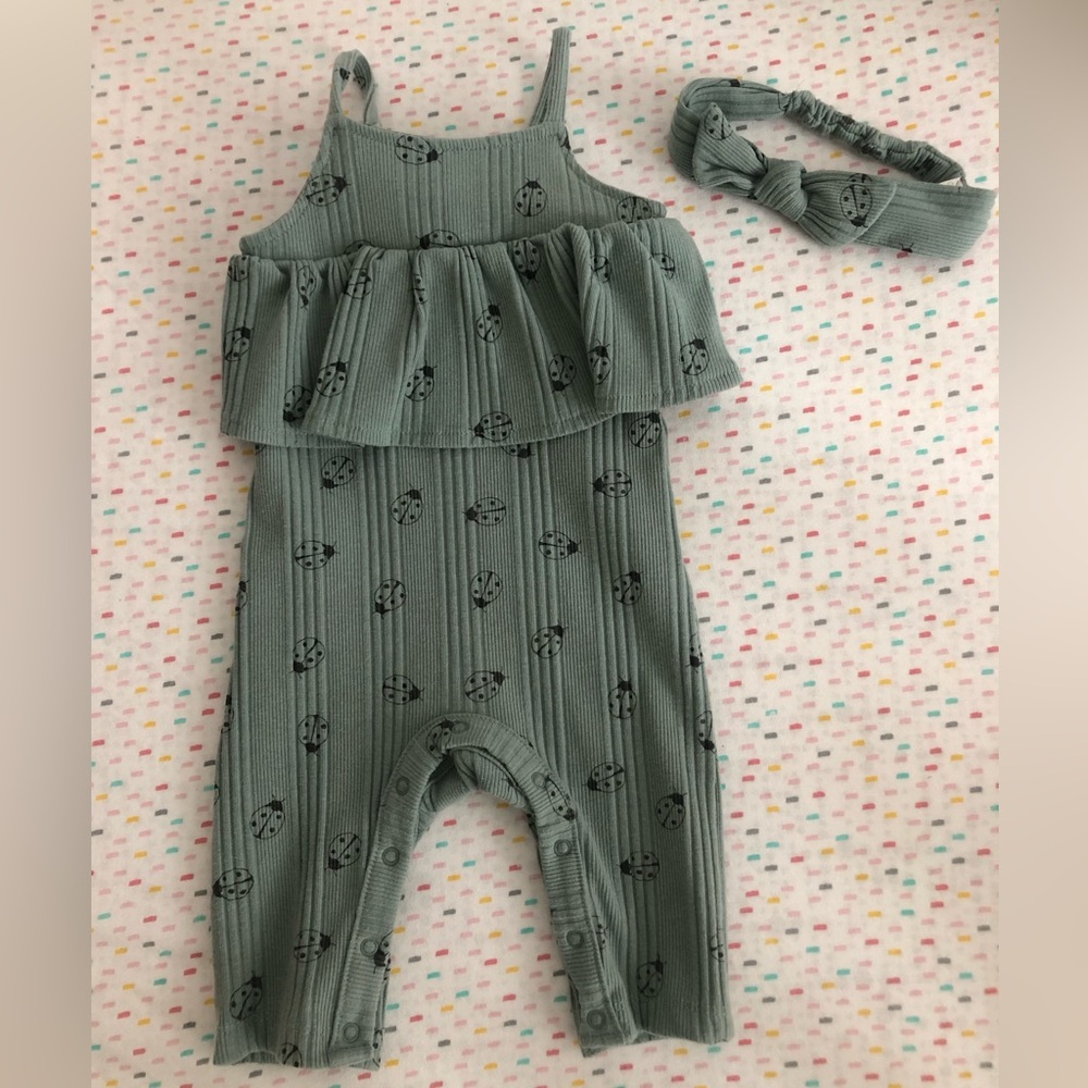 Grayson Mini Green Ladybug Baby Outfit